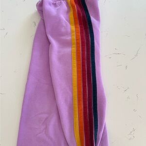 Aviator Nation Kids Sweatpants in Purple with Rainbow Stripes